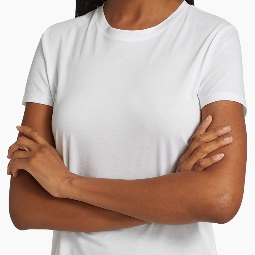 VINCE Luxury Modal Pima Cotton White Basic Crew Neck T-Shirt